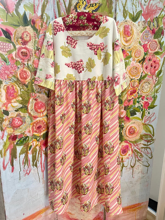 Vintage Upcycled Maxi Smock Dress. Sz 14.