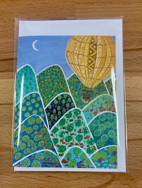 Fly me to the moon in your big yellow balloon. Note Card