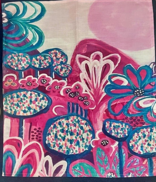 "Strawberry Moon Rising" Art Tea Towel,