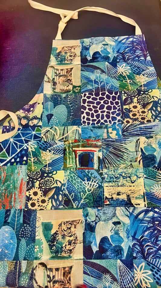 "Blue Patchwork"  Apron.