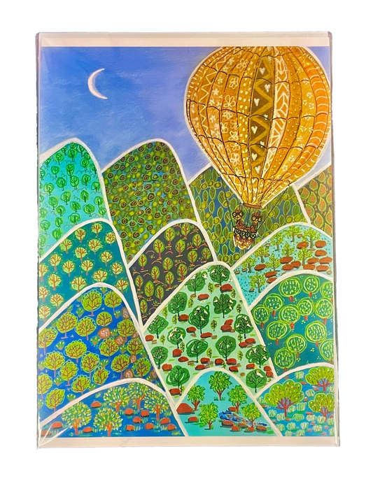 "Fly Me To The Moon In Your Big Yellow Balloon" Art Print.