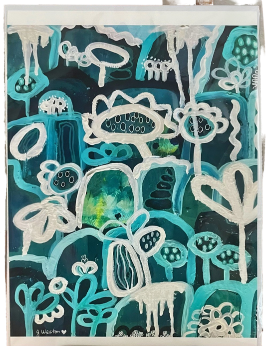 "Teal Hills in Spring" Art Print