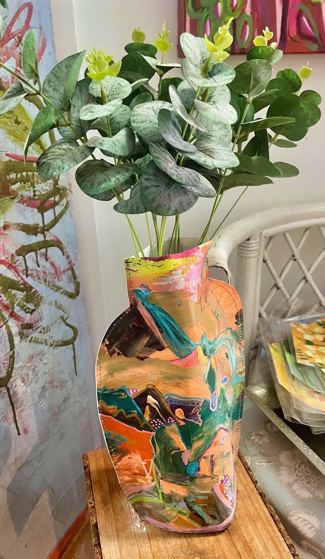 "Once Upon a Time" Canvas Art Flower Jar Cover.
