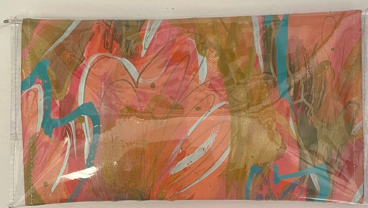 "Flamingo Hues" Art Canvas Clutch Purse.