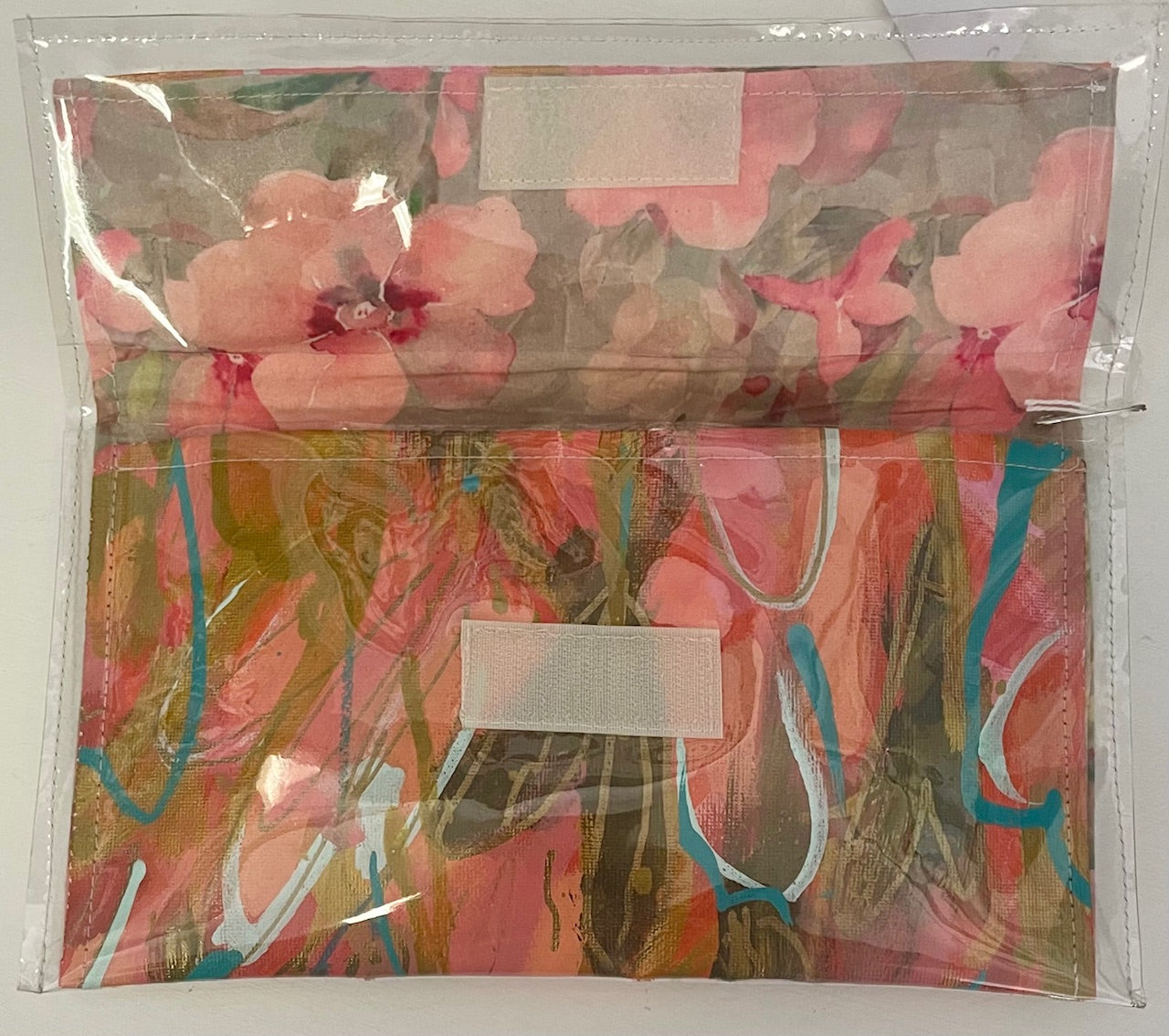 "Flamingo Hues" Art Canvas Clutch Purse.