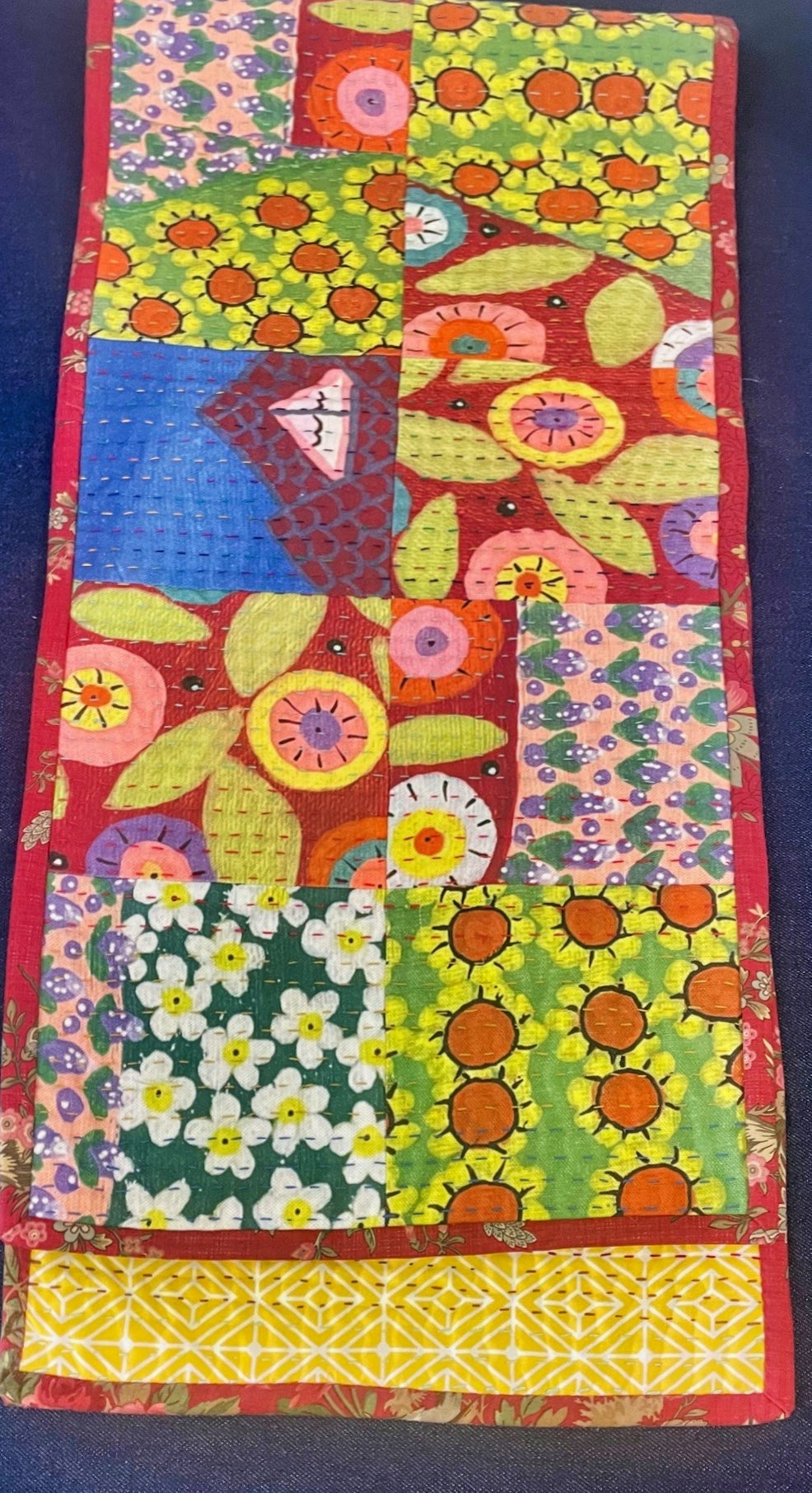 Hand Stitched Art Table Runner