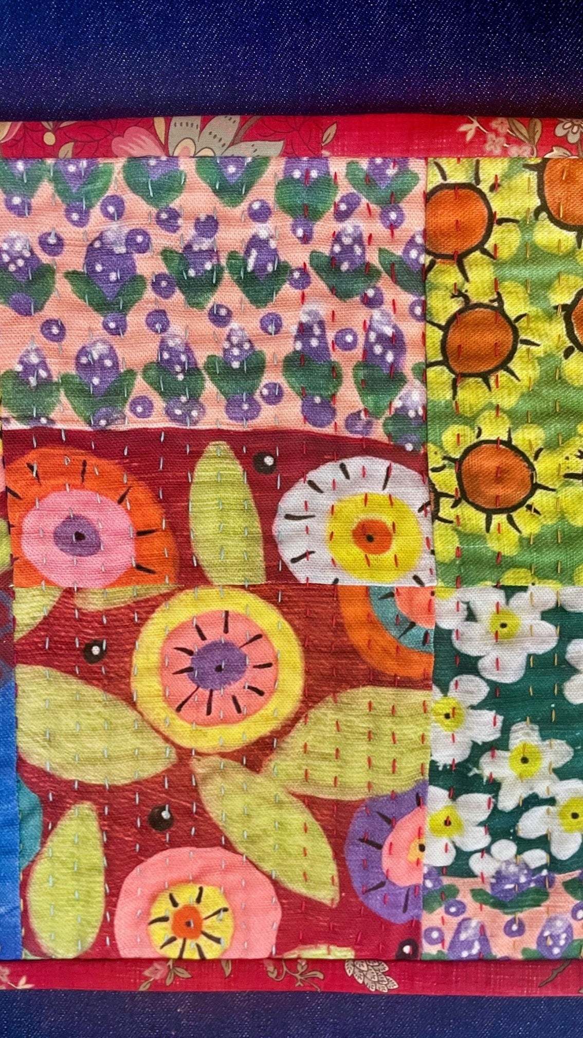 Hand Stitched Art Table Runner