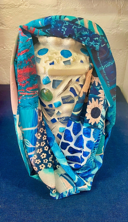 "Blue Patchwork" Infinity Art Scarf.