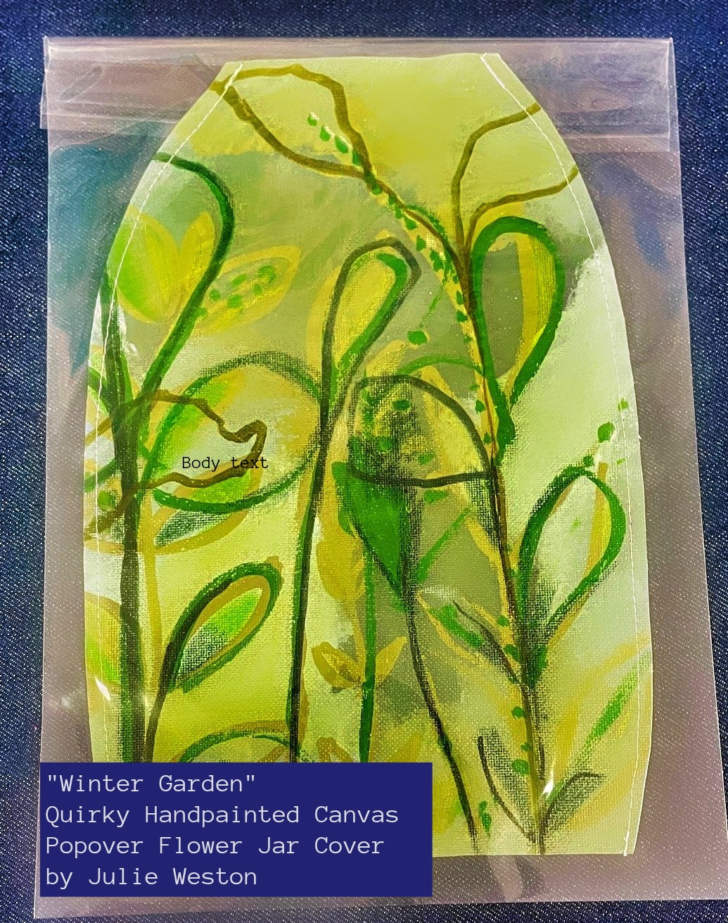 "Winter Garden" Canvas Art Flower Jar Cover.